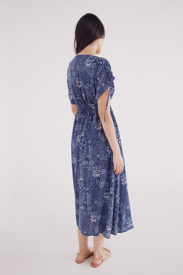 Springfield midi kaftan dress with bows blue