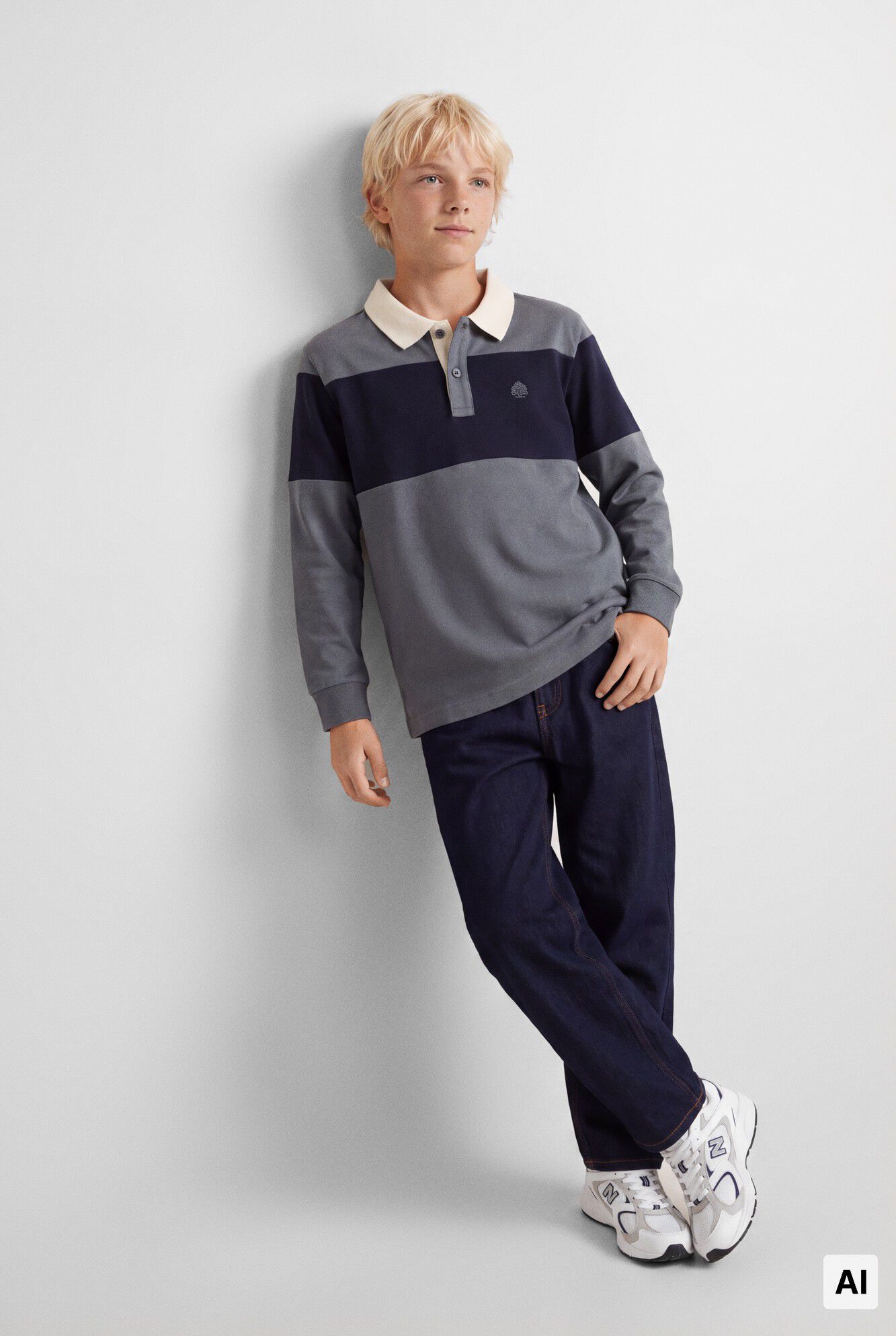Springfield Kids Polo de manga comprida cortado e cosido para menino