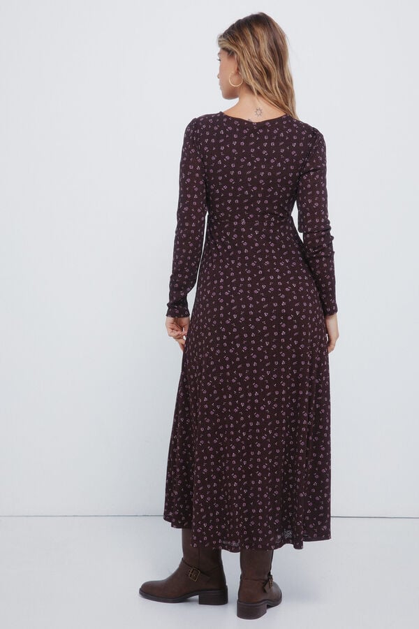 Springfield Vestido midi floral castanho