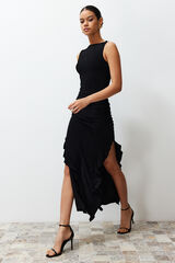 Trendyol Vestido comprido com abertura preto