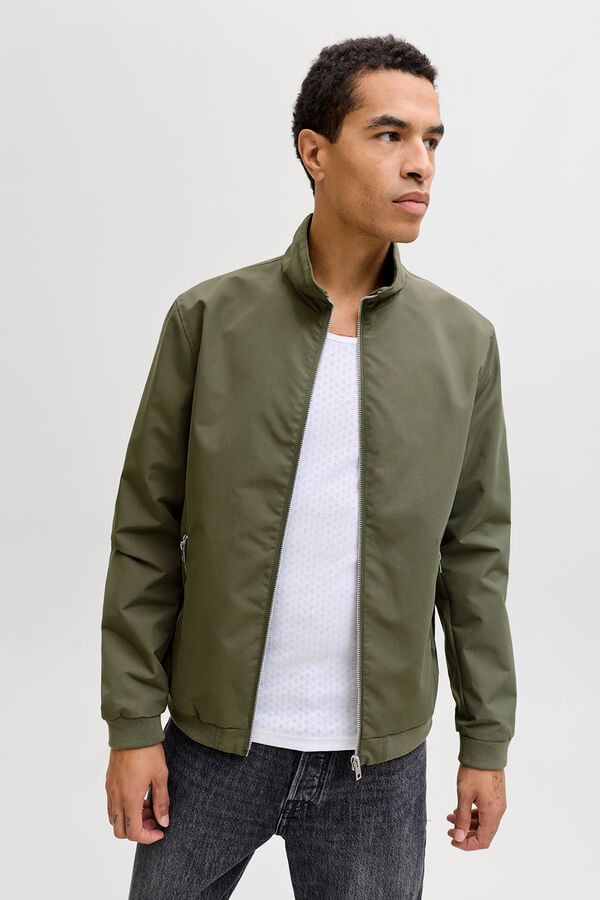 Jack & Jones Jaqueta bomber com gola alta cru