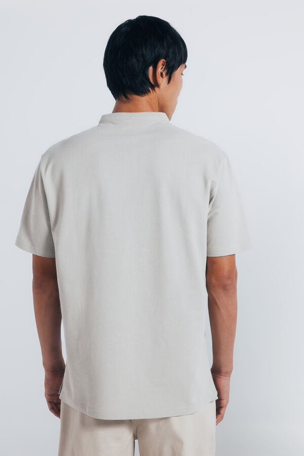 Springfield Polo piqué com gola mao regular fit bege