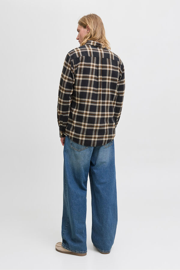 Jack & Jones Camisa xadrez regular fit preto