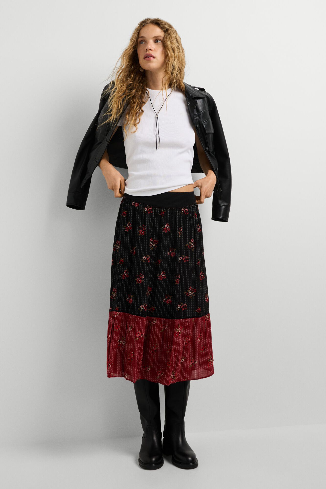 Pepe Jeans Saia midi com folhos