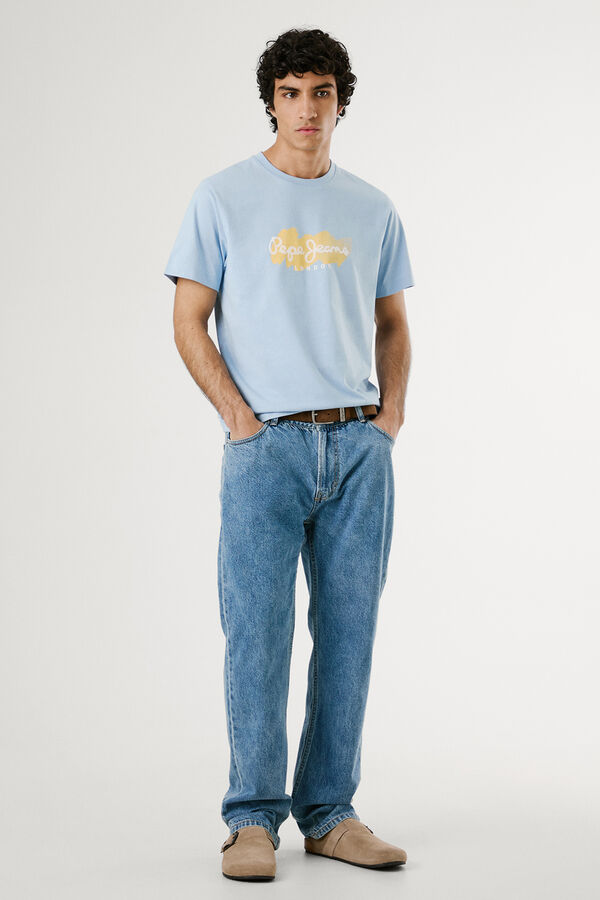 Pepe Jeans  Camiseta de manga curta com logo e estampado frontal. azul