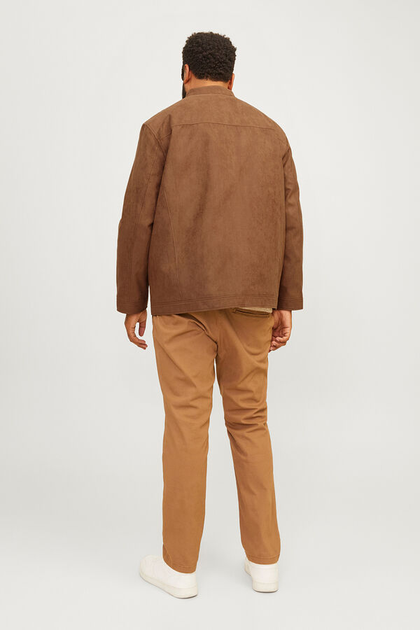 Jack & Jones PLUS Blus&atilde;o biker efeito camur&ccedil;a cru