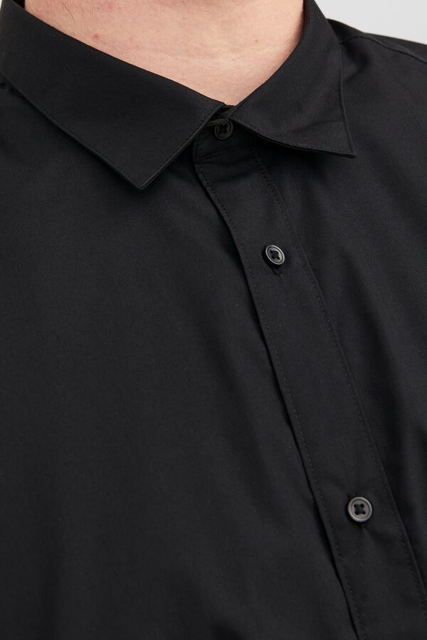 Jack & Jones PLUS Poplin long sleeve shirt black