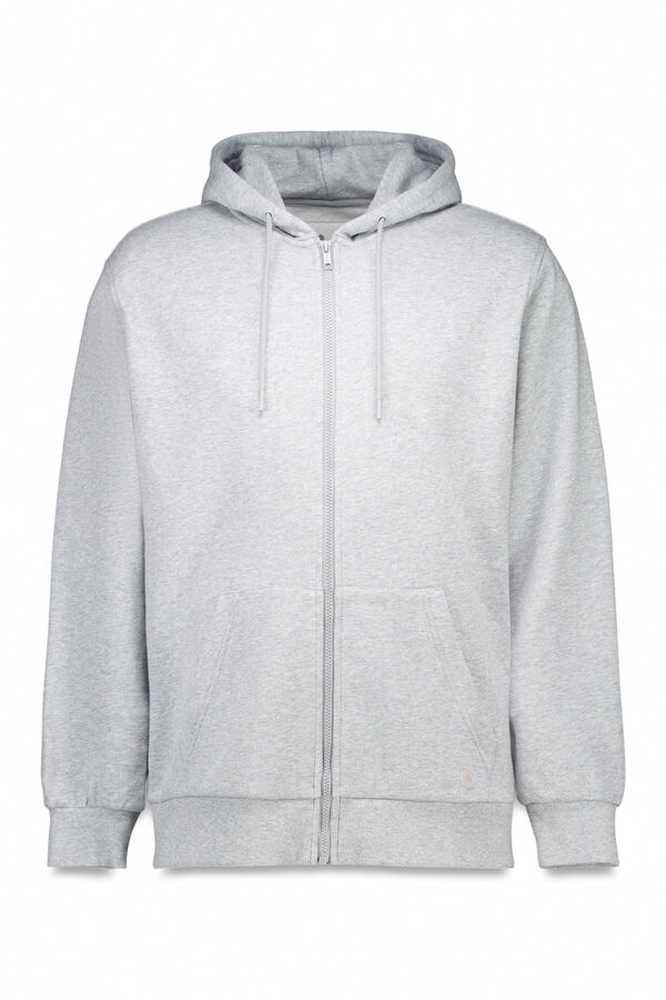 Springfield Sweatshirt com fecho-éclair e capuz cinzento