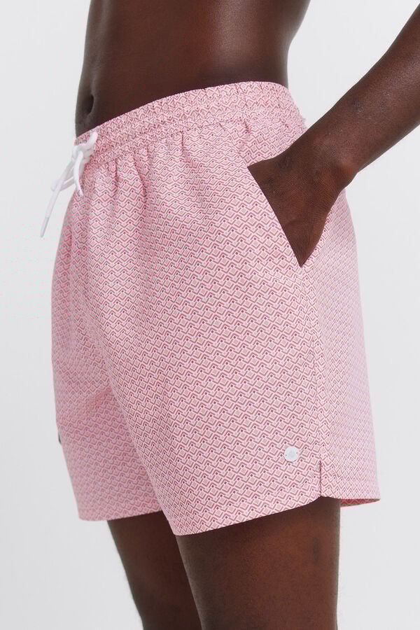 Springfield Fato de banho estampado geom&eacute;trico bolso fecho-&eacute;clair castanho