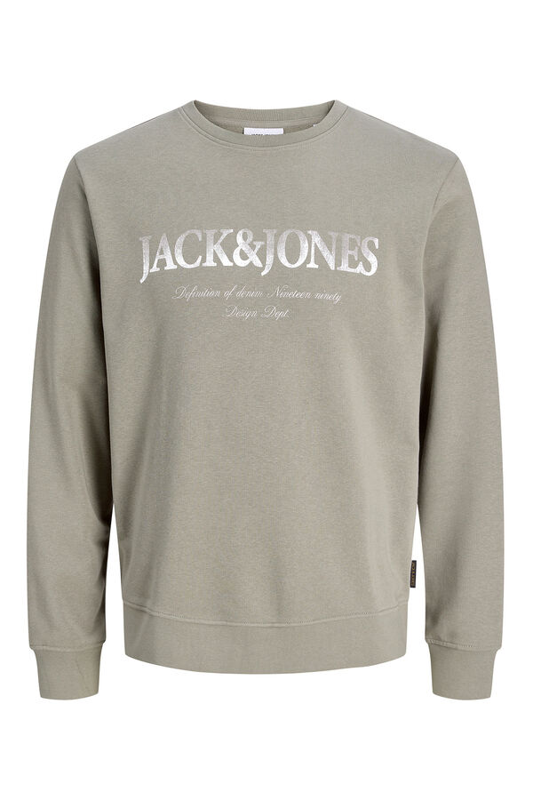 Jack & Jones PLUS Sweatshirt manga curta em algod&atilde;o cinzento