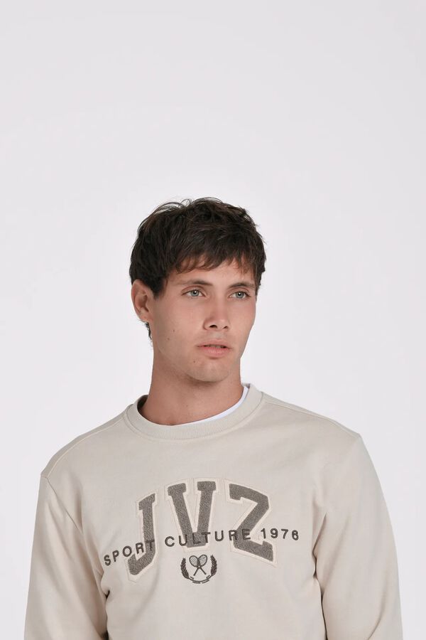 JVZ Sweatshirt de gola redonda com logo bege