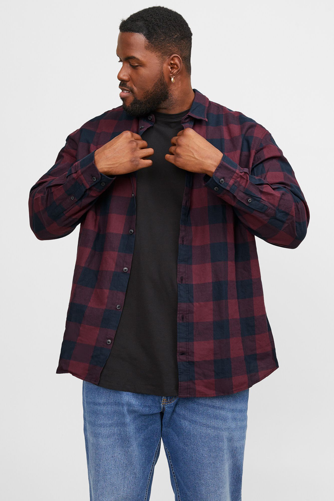 Jack & Jones PLUS Camisa de algod&atilde;o org&acirc;nico manga comprida