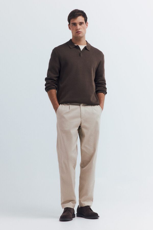 Springfield Polo shirt neck jumper with buttons nude