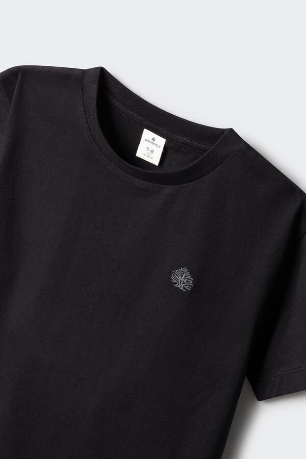 Springfield Kids T-shirt manga curta b&aacute;sica para menino preto