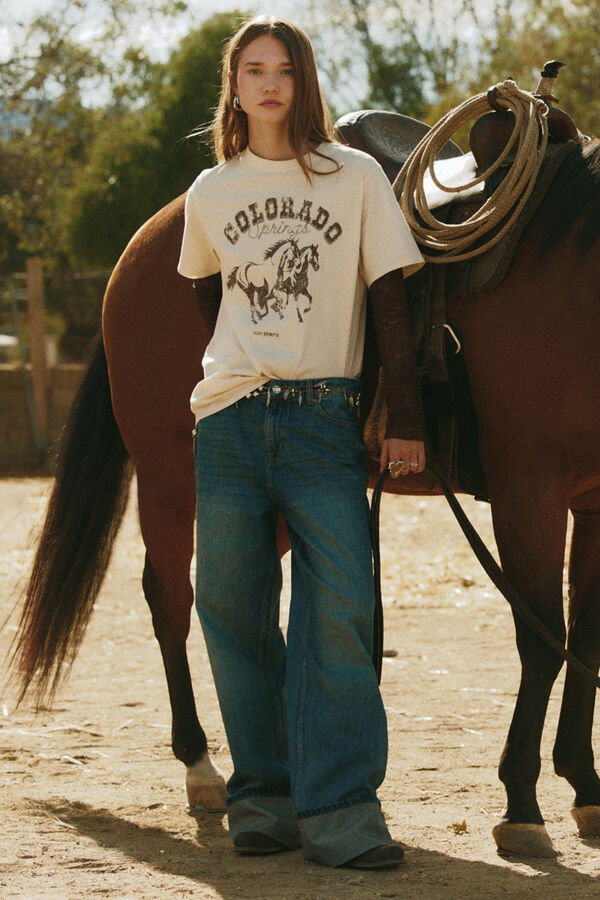 High Spirits Jeans com punho azul