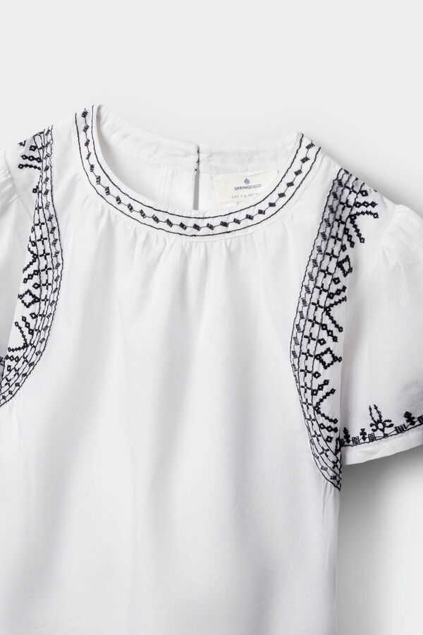Springfield Kids Blusa com bordados de menina branca branco