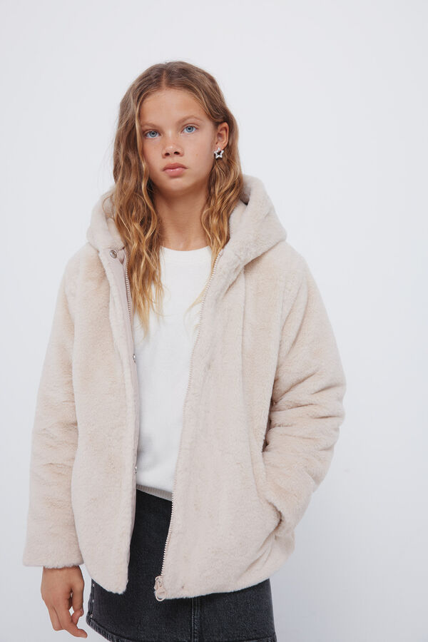 Springfield Kids sobretudo de pele de menina castanho