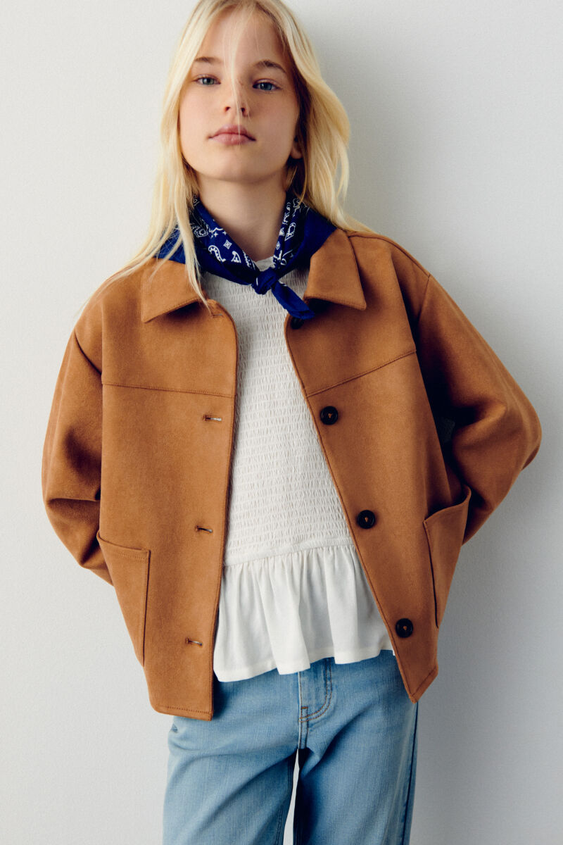 Springfield Kids Casaco para menina em camur&ccedil;a sint&eacute;tica