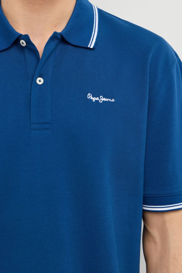 Pepe Jeans Polo piqu&eacute; regular com logo azul