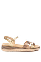 XTI Sand&aacute;lia cunha de tiras entrela&ccedil;adas estampado