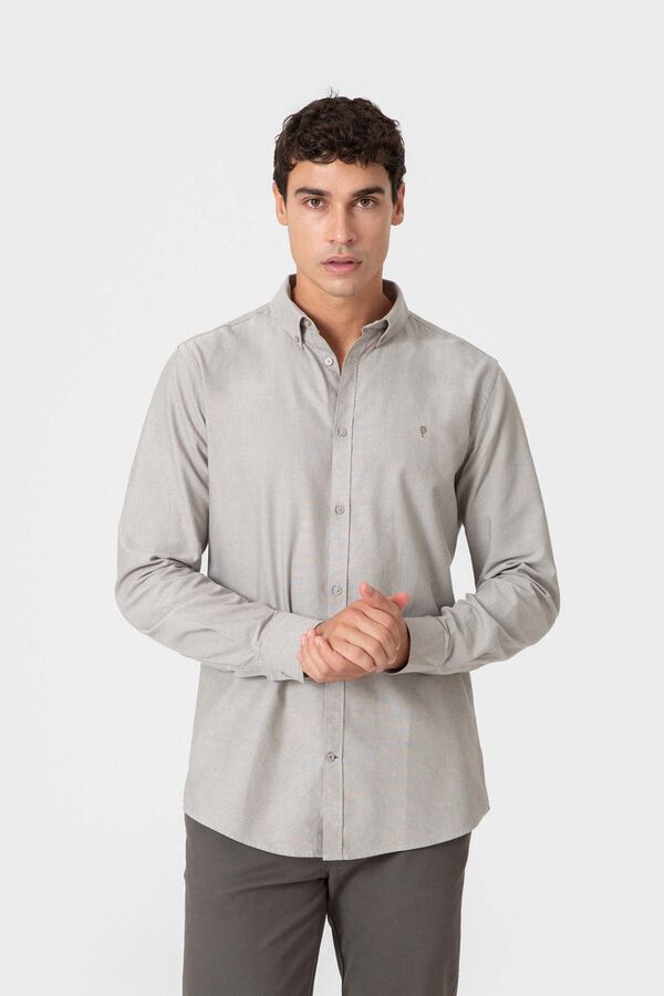 Celopman Camisa Oxford lisa castanho