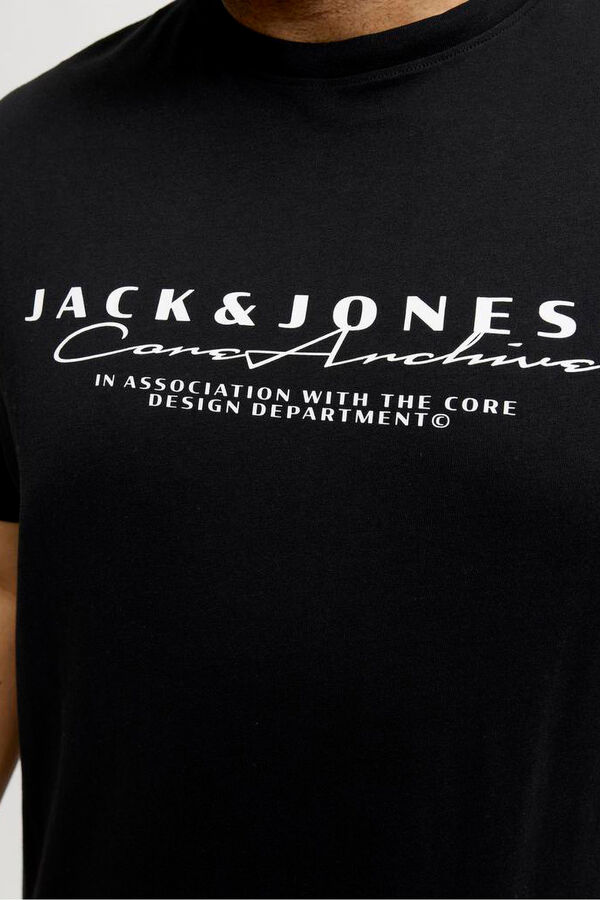 Jack & Jones PLUS T-shirt básica com estampado frontal preto