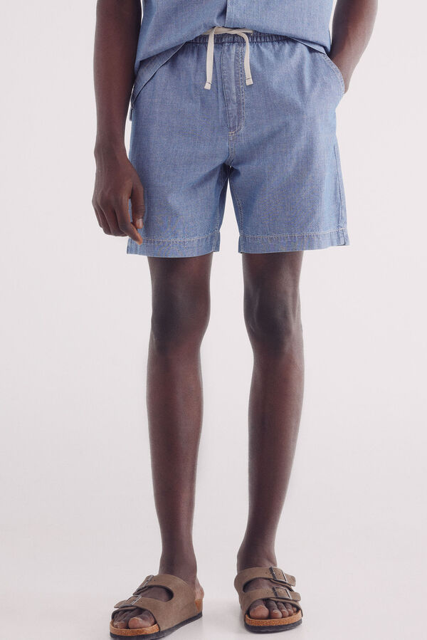 Springfield Bermuda jeans estilo praia larga azul
