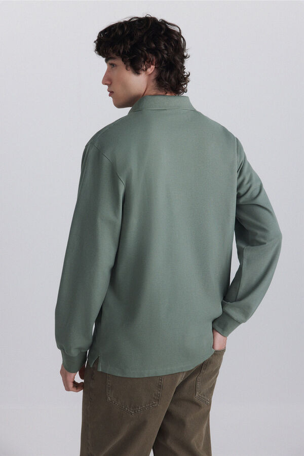 Springfield Polo piqu&eacute; manga comprida regular fit verde