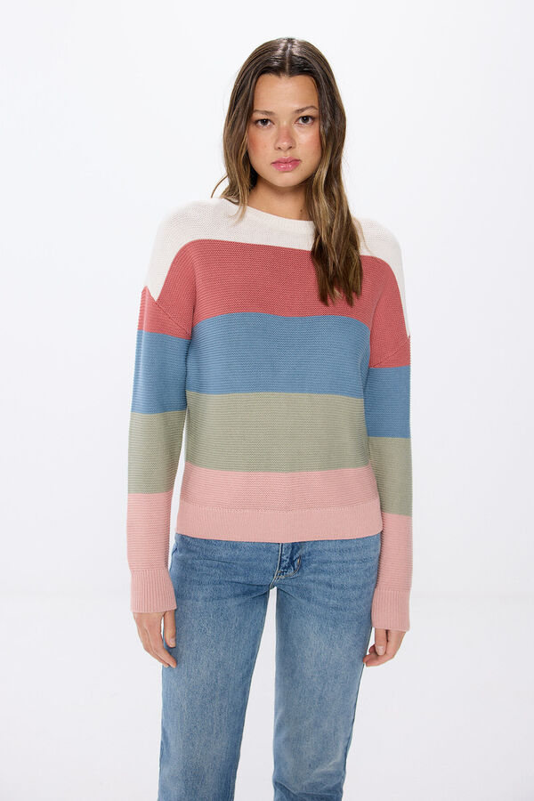 Springfield Camisola riscas color block algodão natural