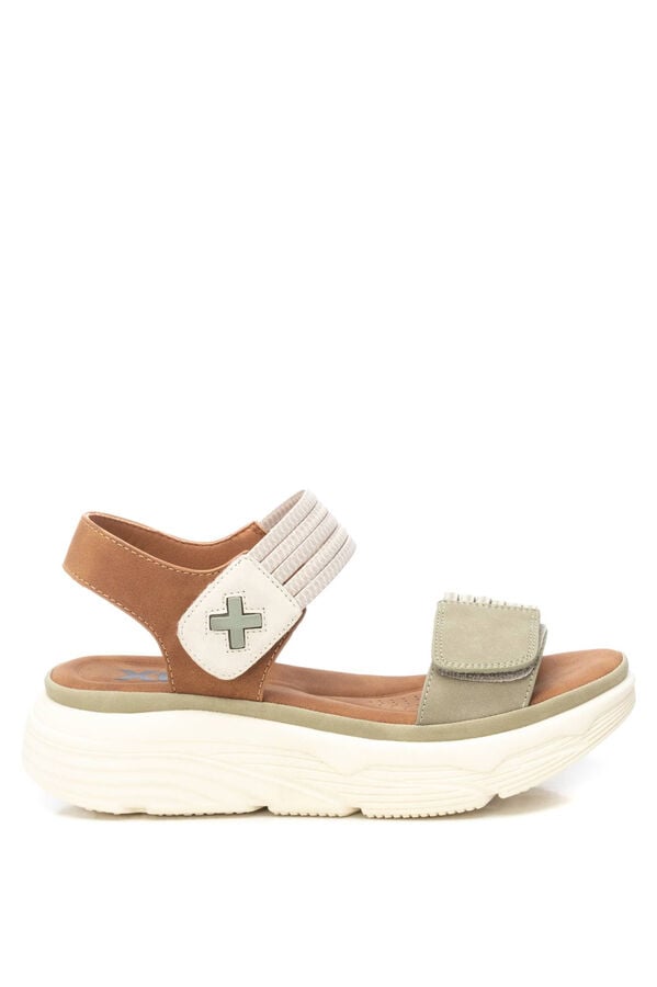 XTI Sand&aacute;lia de tiras el&aacute;sticas com velcro bege