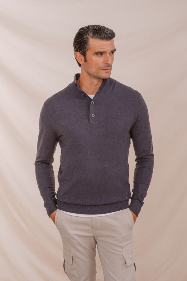 Celopman Camisola de gola polo com bot&otilde;es azul