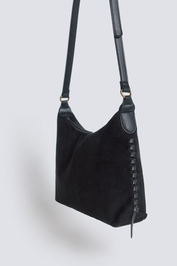 Springfield Mala tote bag efeito camur&ccedil;a preto