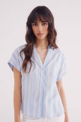 Springfield Camisa Oxford de manga curta azul
