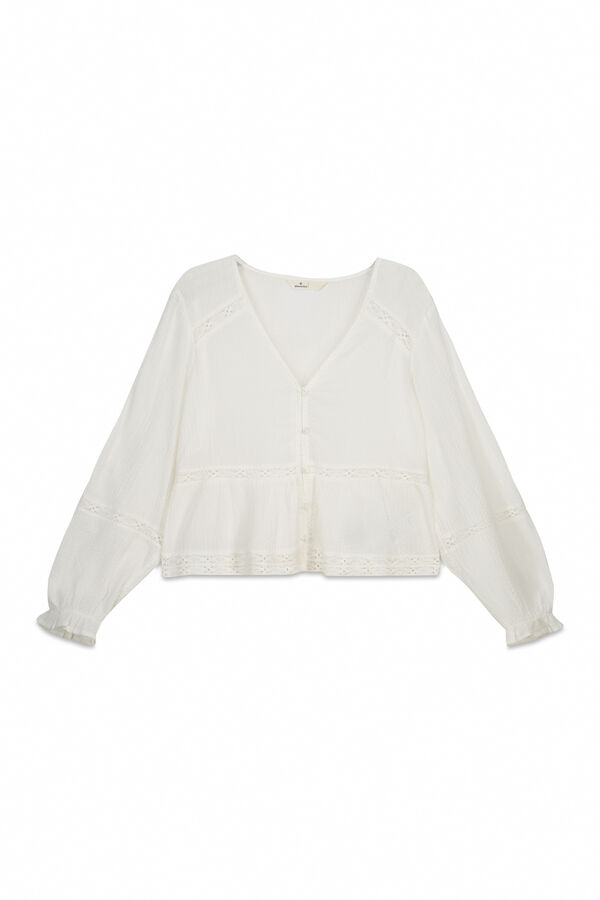 Springfield Blusa rom&acirc;ntica branca bege