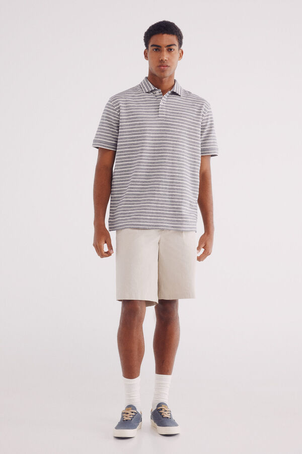 Springfield regular fit structured microstripe polo jersey blue