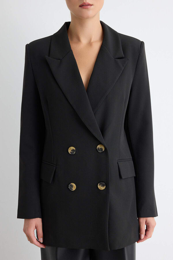 Trendyol Blazer de trespassado preto