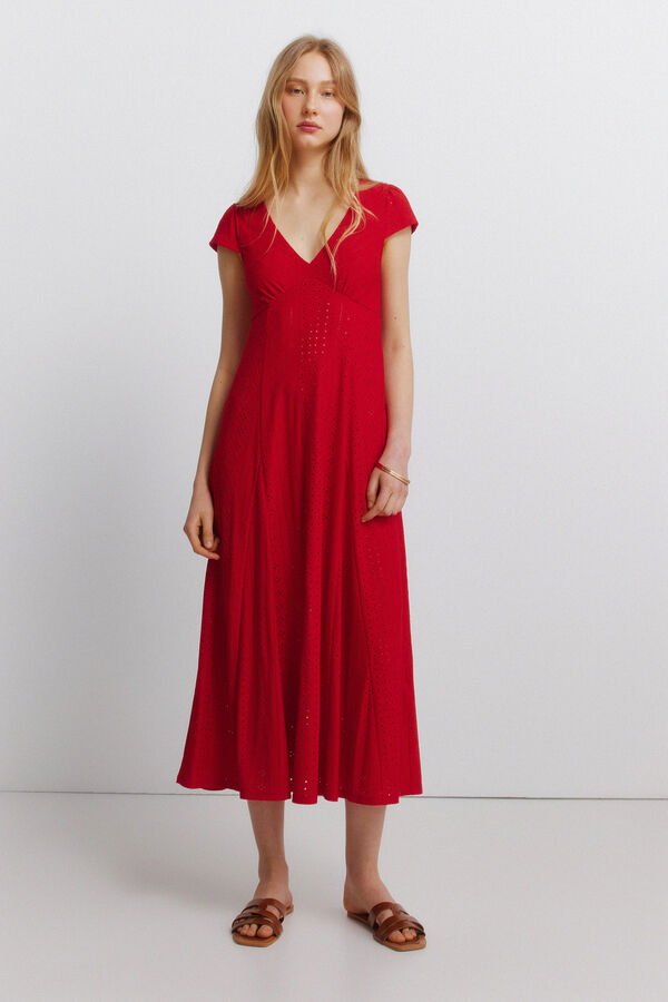 Springfield Vestido estampado de renda vermelho