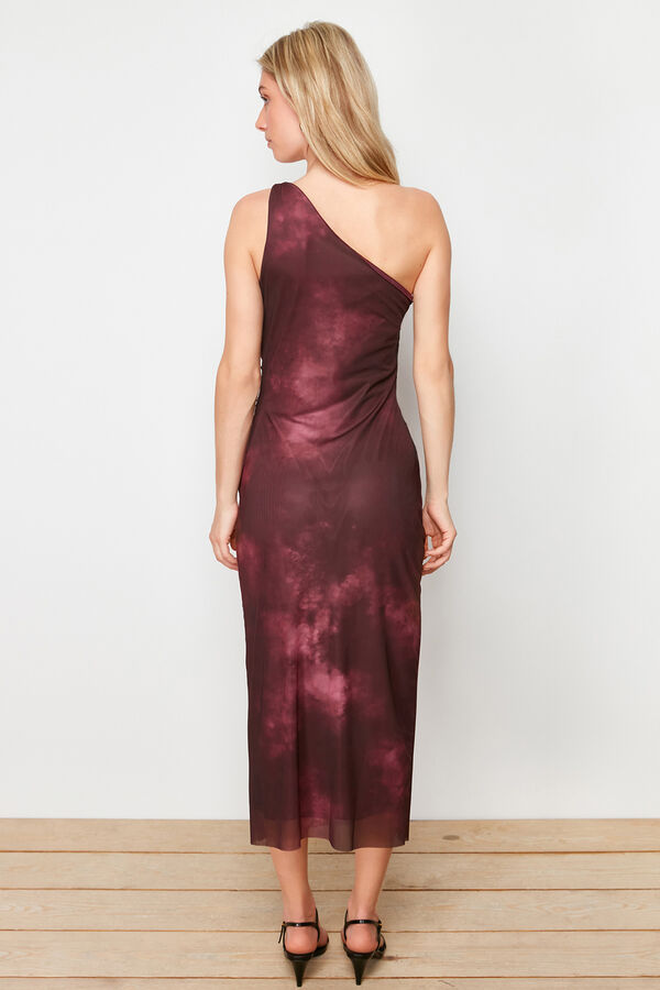 Trendyol Vestido midi assim&eacute;trico estampado