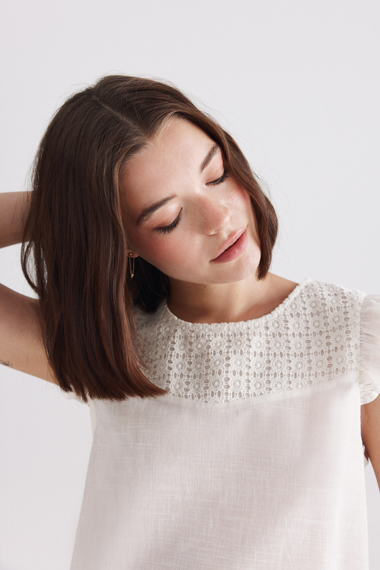 Springfield Blusa com folhos em crochet