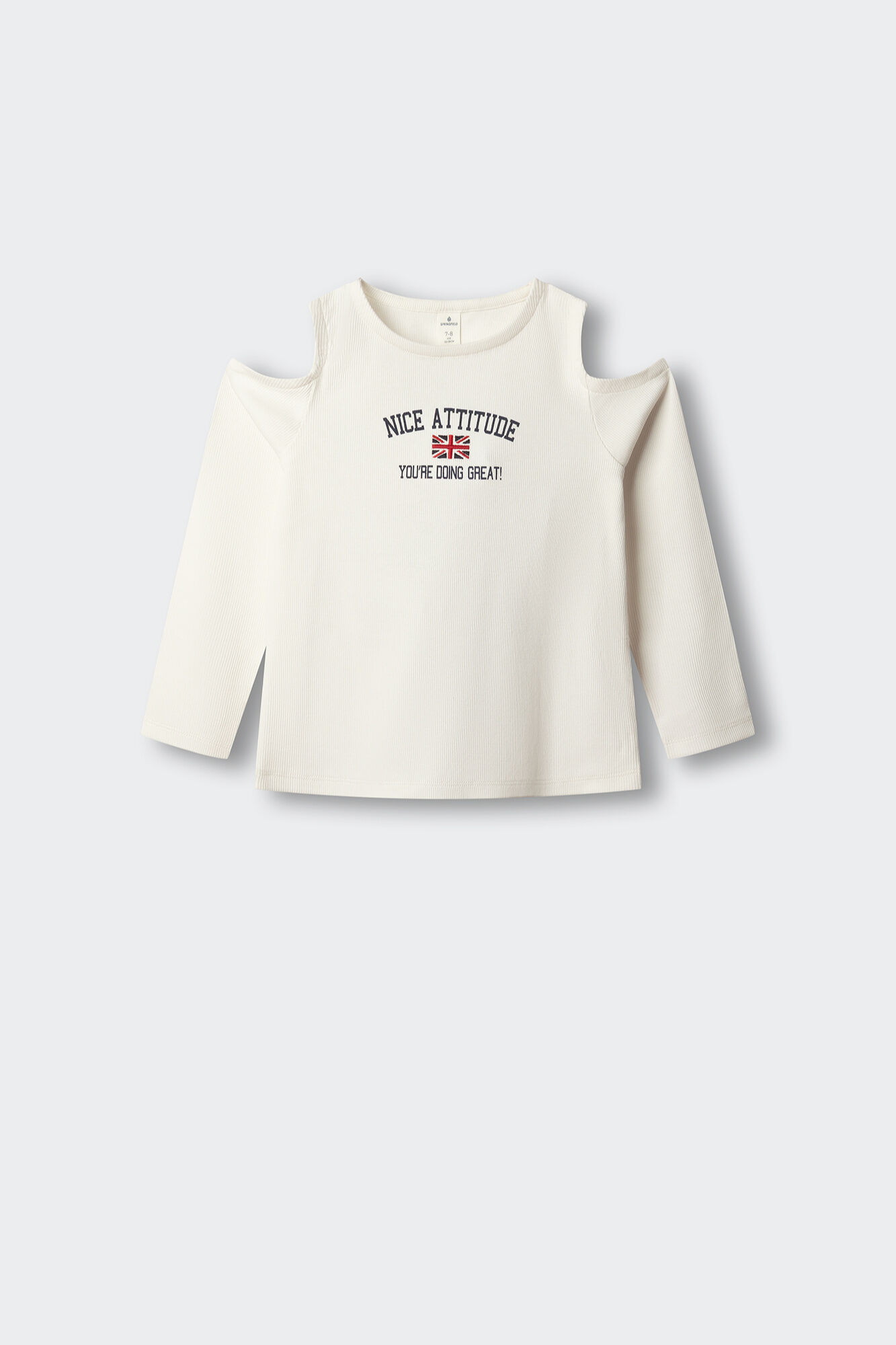 Springfield Kids T-shirt de manga comprida canelada bandeira menina