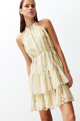 Trendyol Vestido estampado lazo amarillo