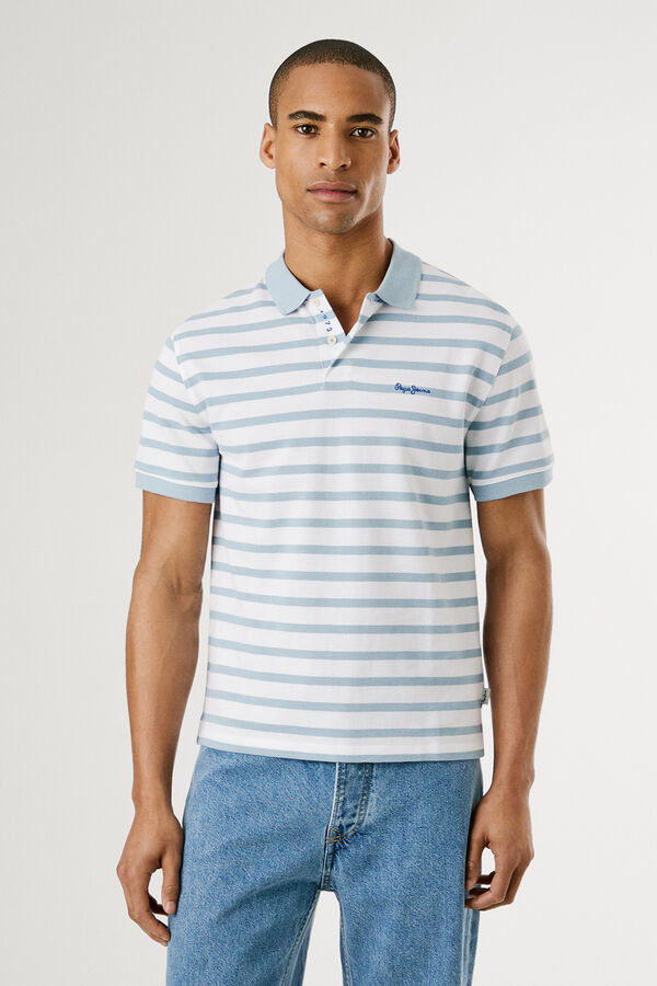 Pepe Jeans  Camisa polo de manga curta, com riscas em piqué tingido. azul