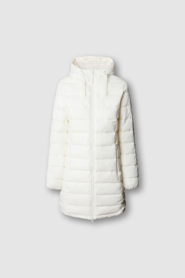 Pepe Jeans Sobretudo acolchoado com capuz e bolsos branco