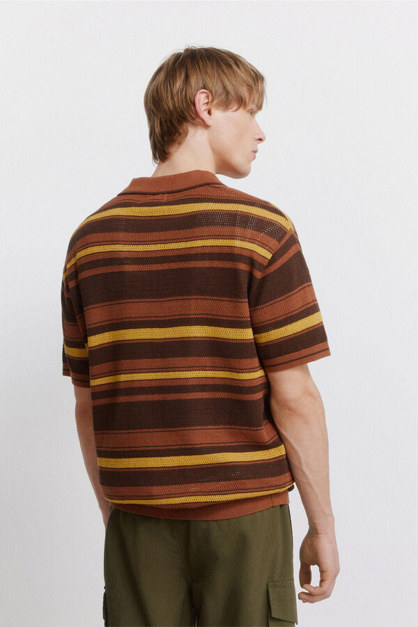 Springfield Polo com riscas estruturadas cru