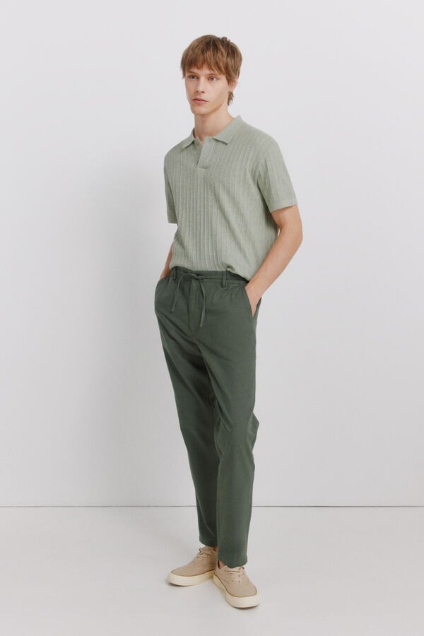 Springfield Cal&ccedil;as chino em linho comfort fit estampado
