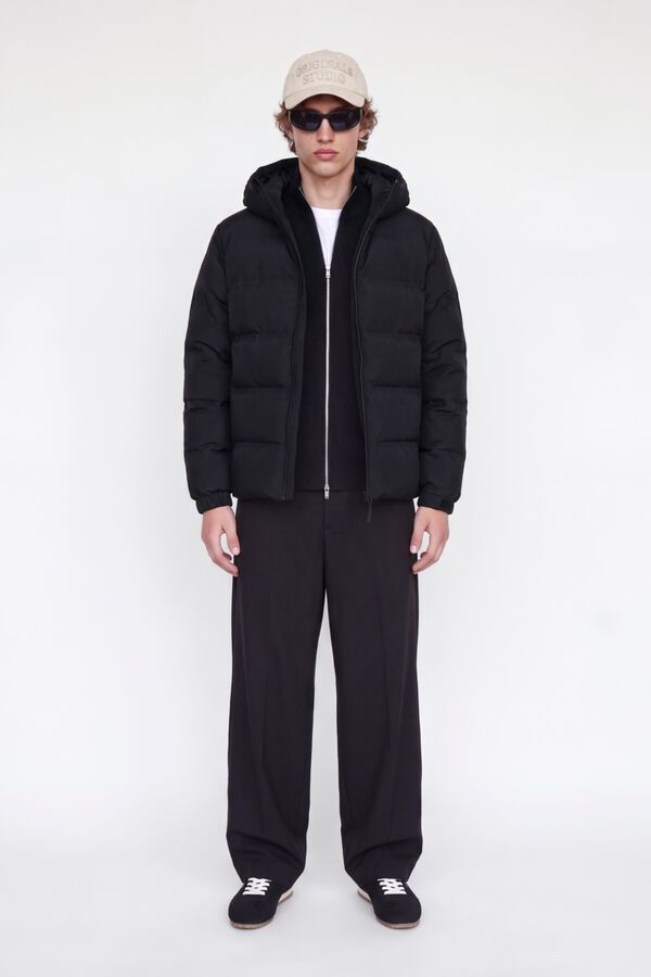 Jack & Jones Blus&atilde;o puffer com capuz preto