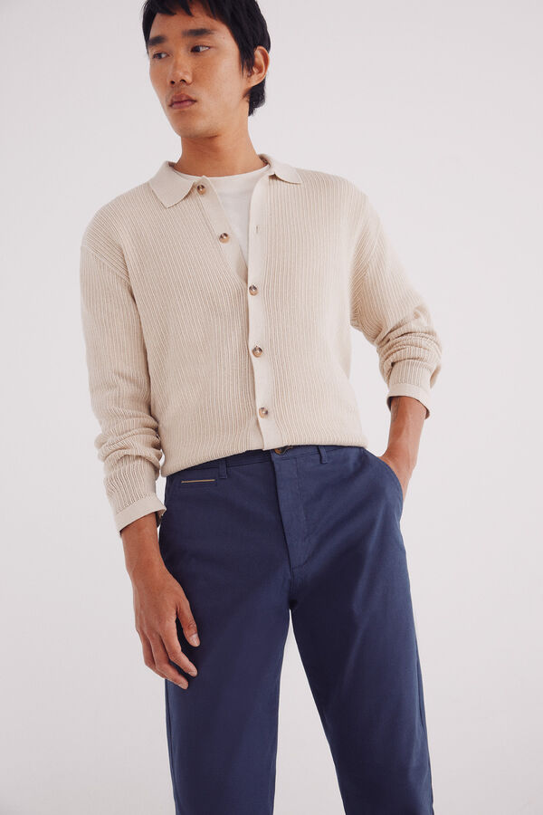 Springfield Slim fit micro-printed chinos pants blue