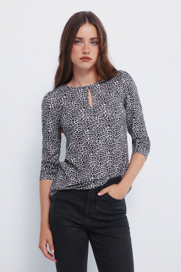 Springfield T-shirt with slit nude