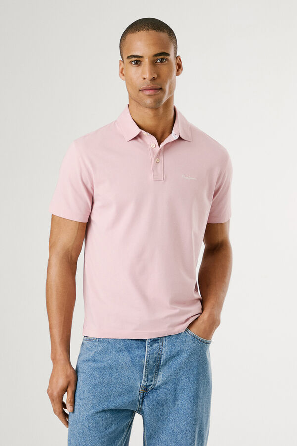 Pepe Jeans  Camisa polo de manga curta com carcela tripla e logo no peito rosa