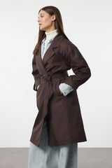 Trendyol Gabardina oversize comprida cru